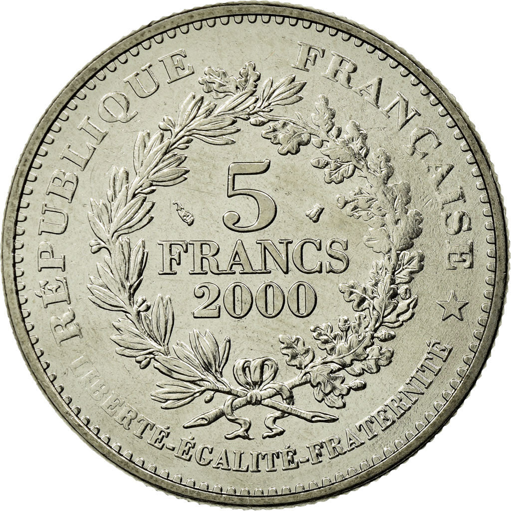 Coin, France, Franc à cheval, 5 Francs, 2000, MS(63), Copper-Nickel Plated