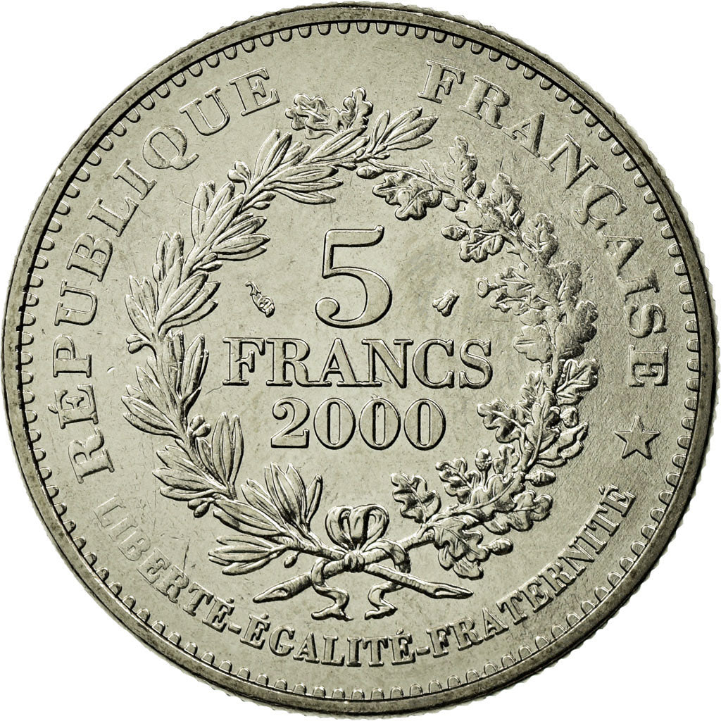Coin, France, Franc à cheval, 5 Francs, 2000, MS(63), Copper-Nickel Plated