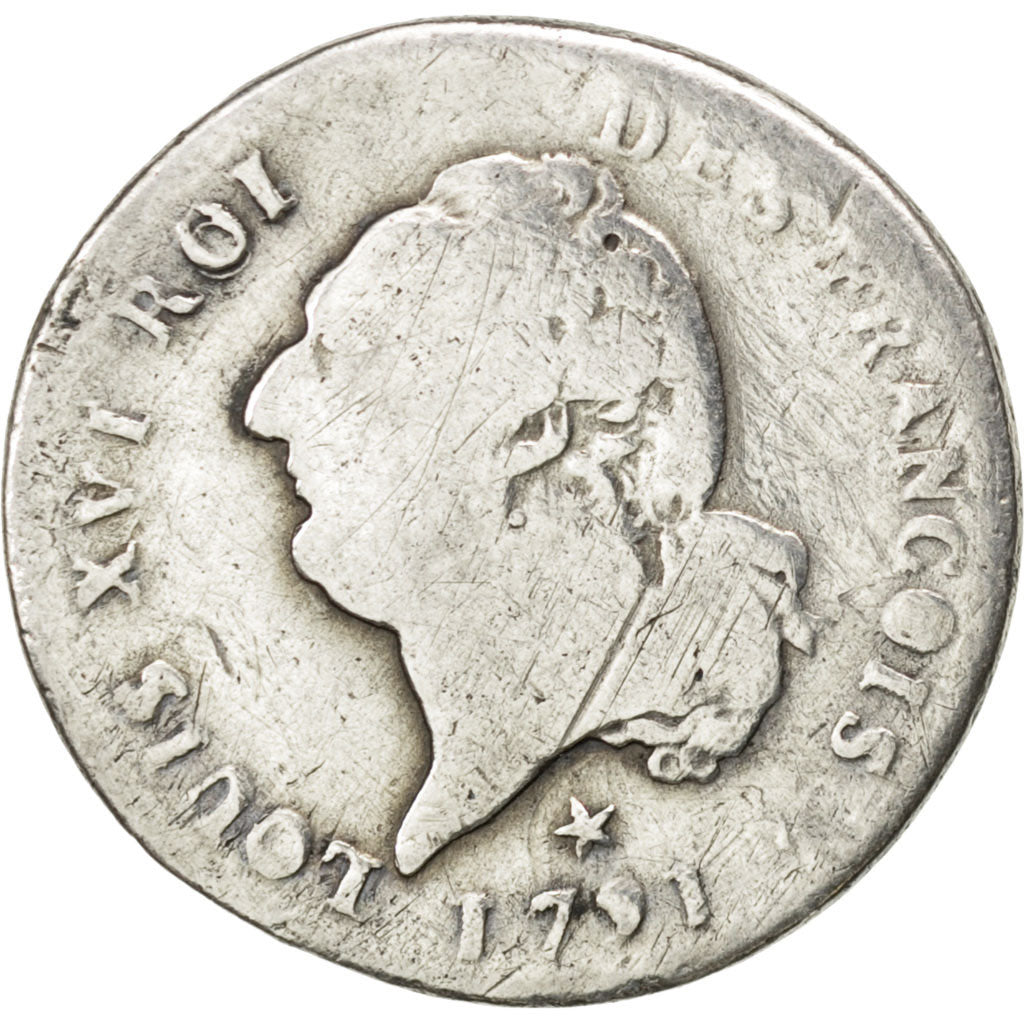 FRANCE, 15 sols françois, 15 Sols, 1/8 ECU, 1791, Lille, KM #604.14, VG(8-10), S