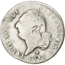 FRANCE, 15 sols françois, 15 Sols, 1/8 ECU, 1791, Lille, KM #604.14, VG(8-10), S