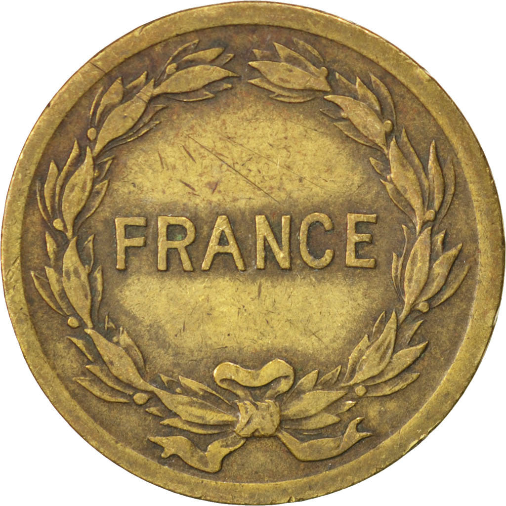 FRANCE, France Libre, 2 Francs, 1944, Philadelphia, KM #905, EF(40-45), Brass,..