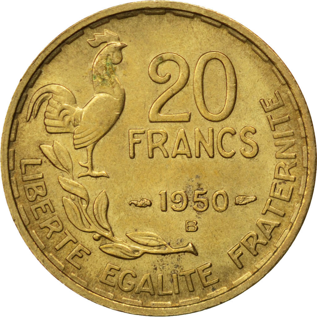 Francia, Guiraud, 20 Francs, 1950, Beaumont le Roger, SPL-, Alluminio-bronzo,...