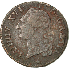 Münze, Frankreich, Louis XVI, Sol ou sou, Sol, 1784, Metz, S, Kupfer, KM:578.2