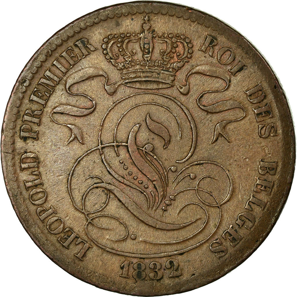 Coin, Belgium, Leopold I, 10 Centimes, 1832, EF(40-45), Copper, KM:2.1