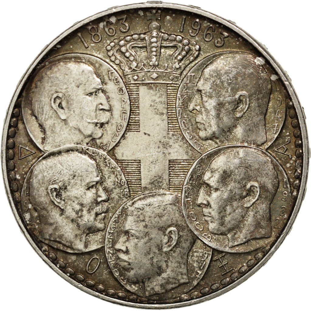 GREECE, 30 Drachmai, 1963, KM #86, AU(50-53), Silver, 34, 18.09