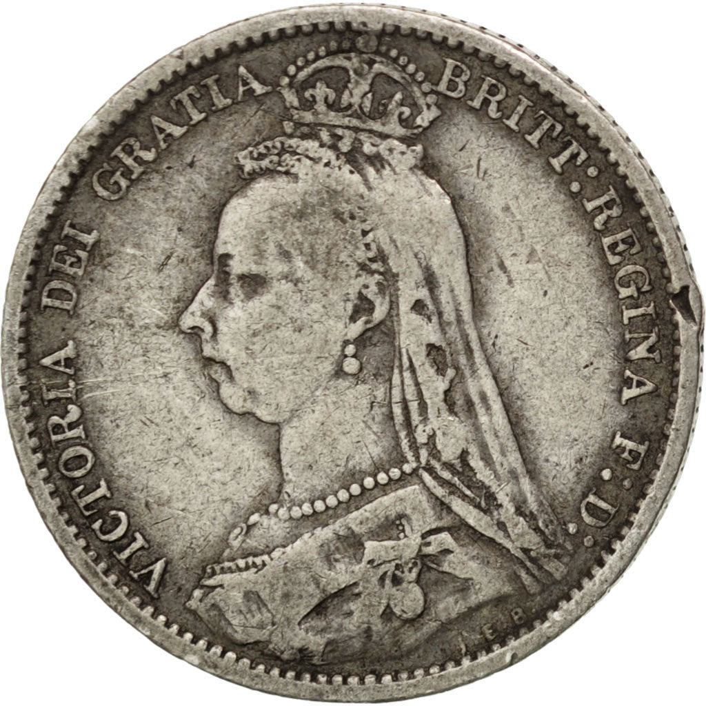GREAT BRITAIN, 6 Pence, 1888, KM #760, VF(30-35), Silver, 19.5, 2.75