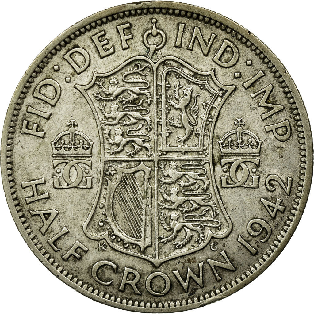 Coin, Great Britain, George VI, 1/2 Crown, 1942, EF(40-45), Silver, KM:856