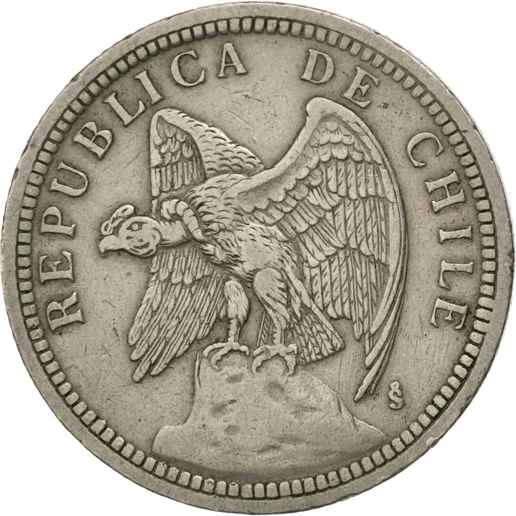 CHILE, Peso, 1933, Santiago, KM #176.1, EF(40-45), Copper-Nickel, 29, 9.92