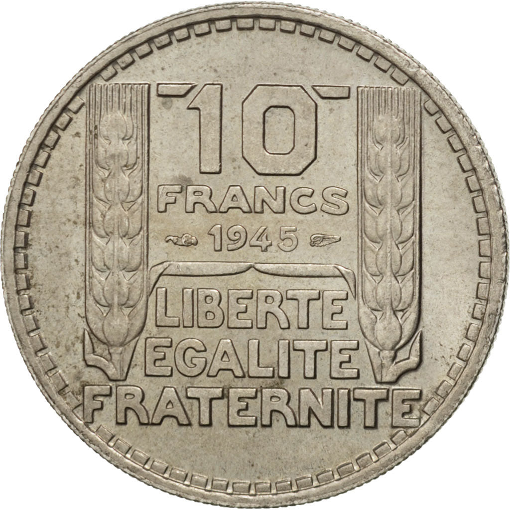 FRANCE, Turin, 10 Francs, 1945, KM #908.1, AU(55-58), Copper-Nickel, 26,...