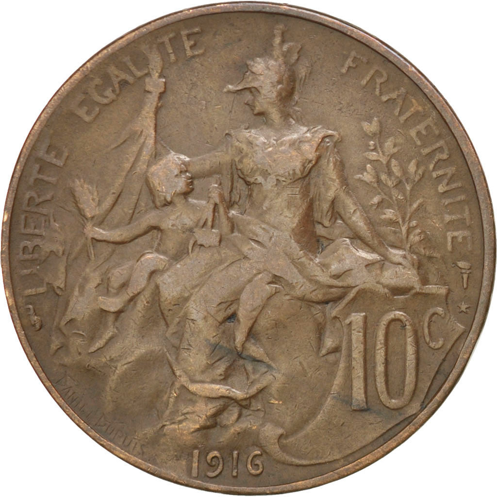 Coin, France, Dupuis, 10 Centimes, 1916, Paris, EF(40-45), Bronze, KM:843