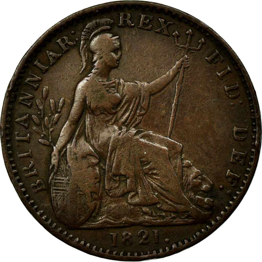 Moneda, Gran Bretaña, George IV, Farthing, 1821, MBC, Cobre, KM:677
