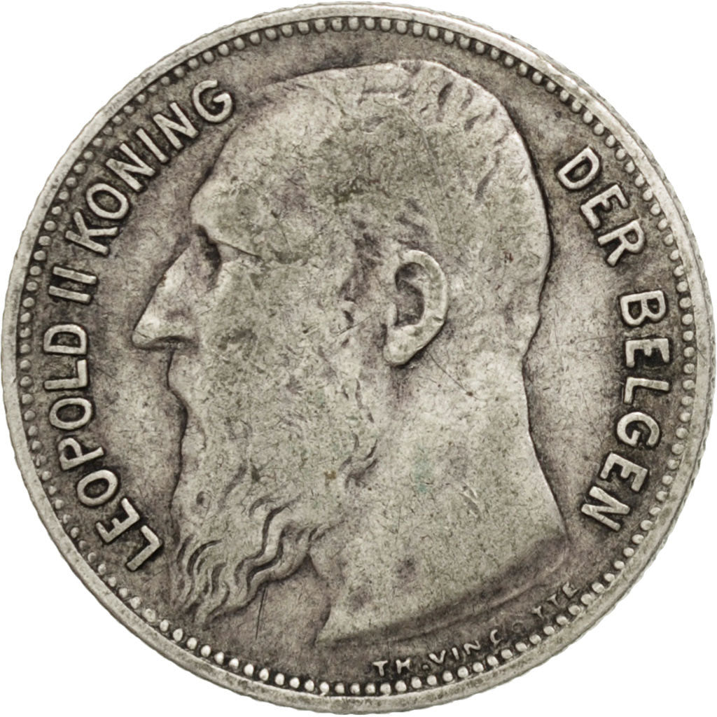 BELGIUM, Franc, 1904, KM #57.1, VF(30-35), Silver, 4.95