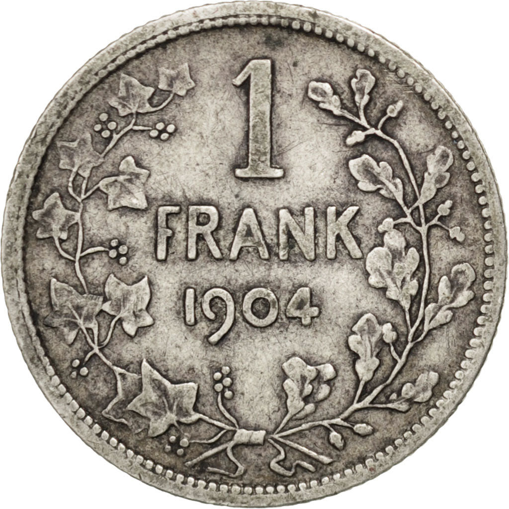 BELGIUM, Franc, 1904, KM #57.1, VF(30-35), Silver, 4.95