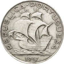 PORTUGAL, 5 Escudos, 1947, KM #581, AU(55-58), Silver, 28.4, 6.74