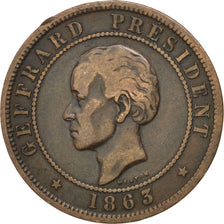 HAITI, 20 Centimes, 1863, KM #41, EF(40-45), Bronze, 7.75