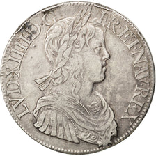 FRANCE, Écu à la mèche longue, ECU, 1653, Paris, KM #155.1, VF(30-35), Silver, G
