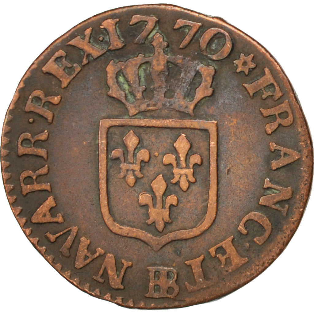 FRANCE, Liard à la vieille tête, Liard, 1770, Strasbourg, KM #543.3, VF(20-25), 