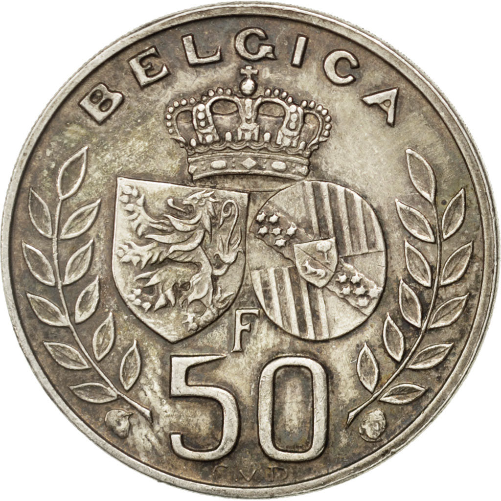 Belgio, 50 Francs, 50 Frank, 1960, BB+, Argento, KM:152.1