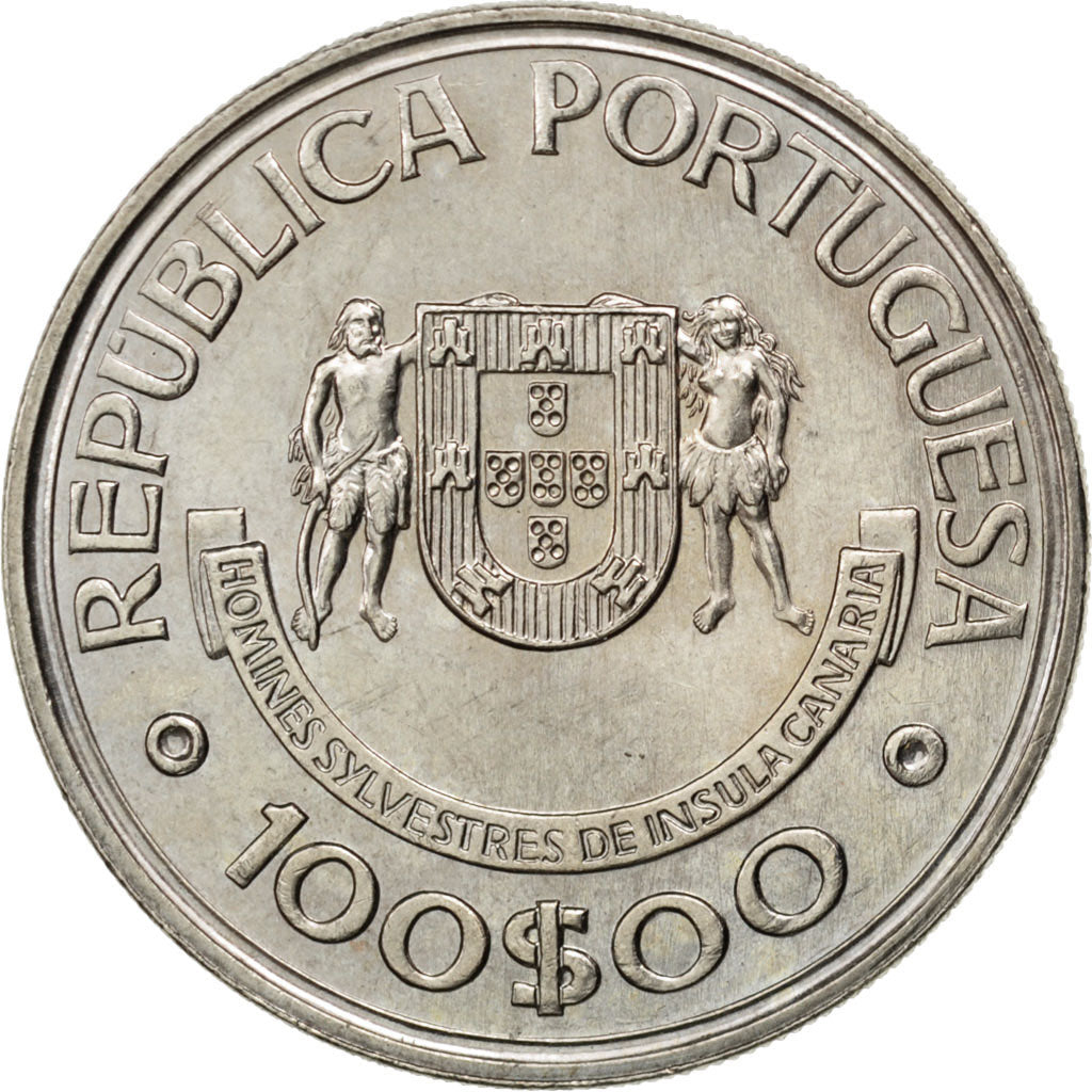 PORTUGAL, 100 Escudos, 1989, KM #646, MS(60-62), Copper-Nickel, 34, 16.53