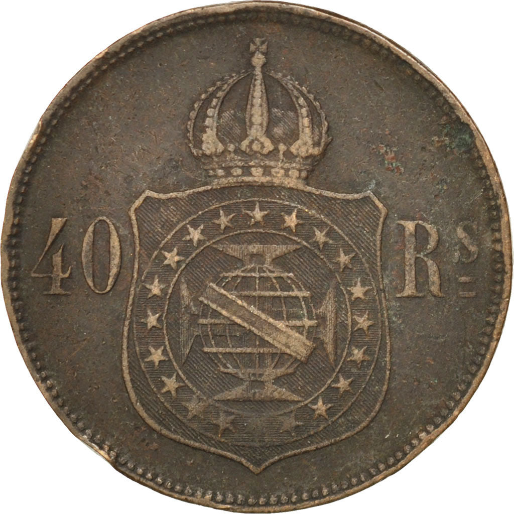 BRAZIL, 40 Reis, 1874, KM #479, EF(40-45), Bronze, 30.13, 11.79