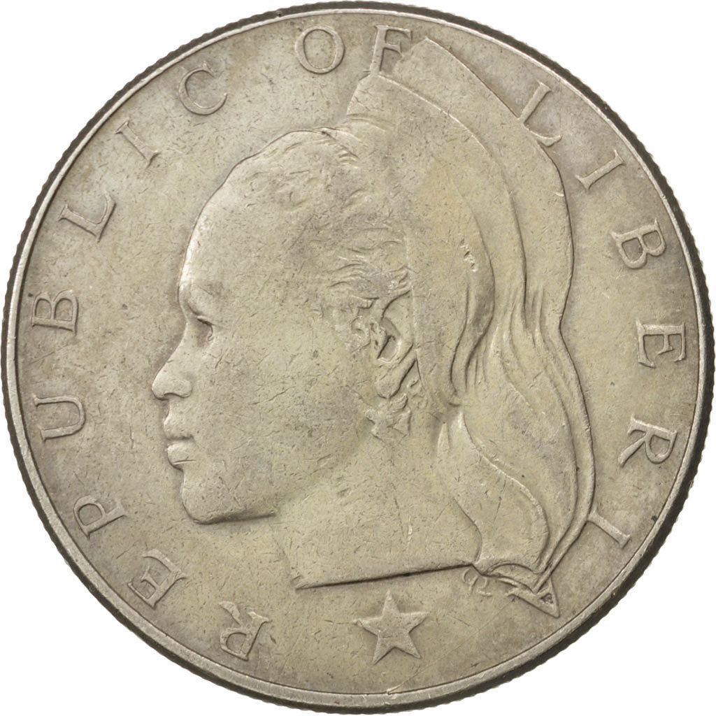 LIBERIA, Dollar, 1970, KM #18a.2, EF(40-45), Copper-Nickel, 34, 20.90