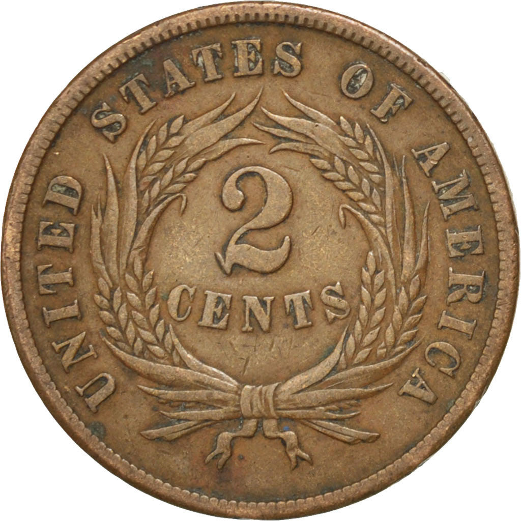UNITED STATES, 2 Cents, 1864, U.S. Mint, KM #94, EF(40-45), Copper-Tin-Zinc,...