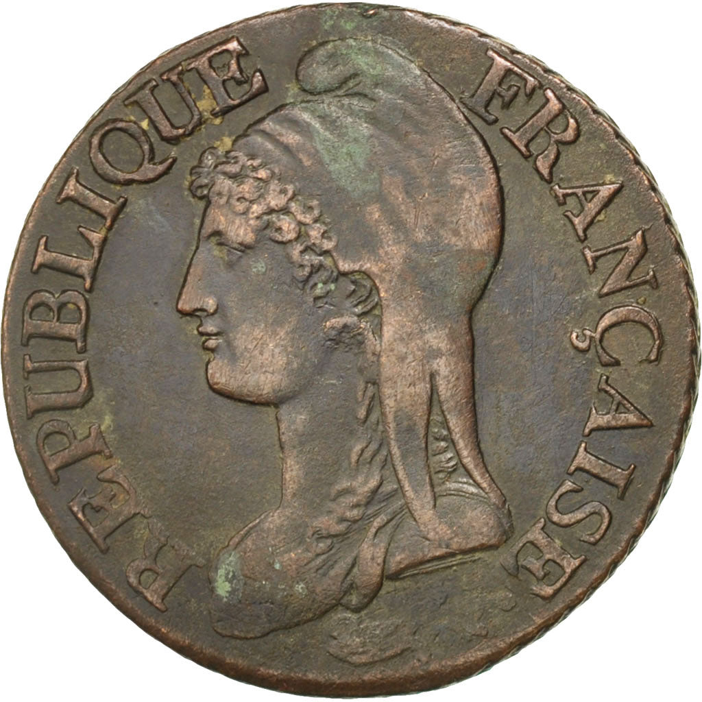 FRANCE, Dupré, 5 Centimes, 1796, Strasbourg, KM #640.4, EF(40-45), Bronze, 28, G