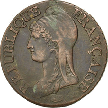 FRANCE, Dupré, 5 Centimes, 1796, Strasbourg, KM #640.4, EF(40-45), Bronze, 28, G