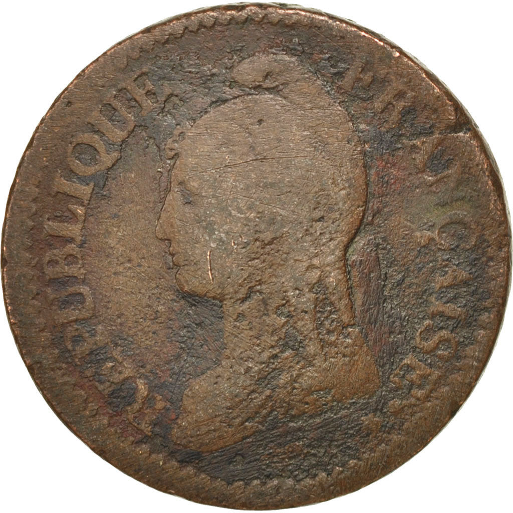 FRANCE, Dupré, Decime, 1799, Bordeaux, KM #644.8, VG(8-10), Bronze, Gadoury #...