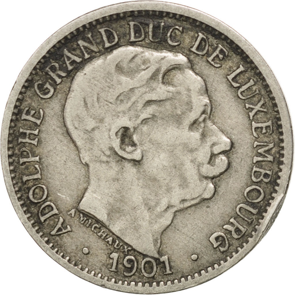LUXEMBOURG, 10 Centimes, 1901, KM #25, EF(40-45), Copper-Nickel, 20, 3.03