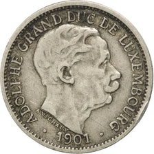 LUXEMBOURG, 10 Centimes, 1901, KM #25, EF(40-45), Copper-Nickel, 20, 3.03