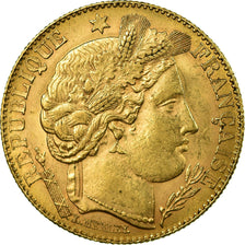 Moneta, Francja, Cérès, 10 Francs, 1896, Paris, AU(55-58), Złoto, KM:830