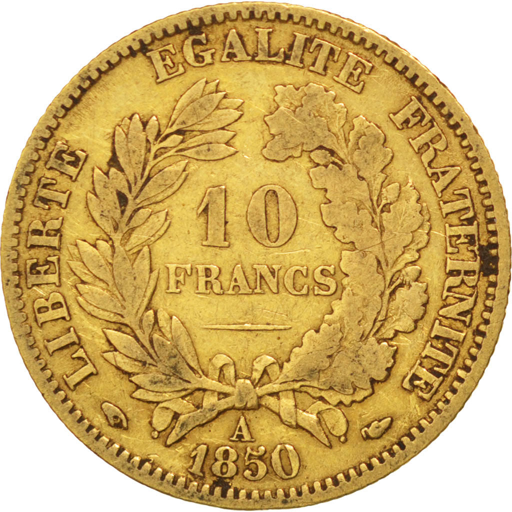 Coin, France, Cérès, 10 Francs, 1850, Paris, VF(20-25), Gold, KM:770