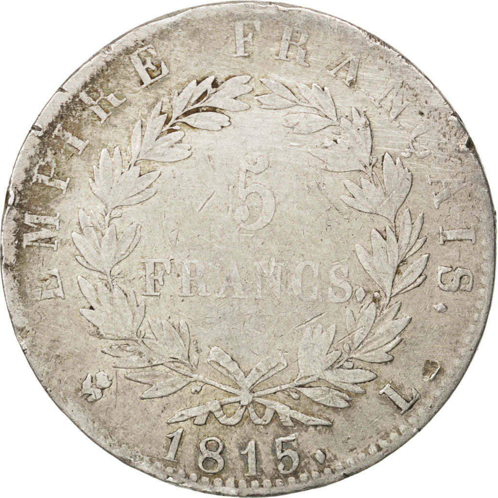 Francia, Napoléon I, 5 Francs, 1815, Bayonne, B+, Argento, KM:704.5, Gadoury...