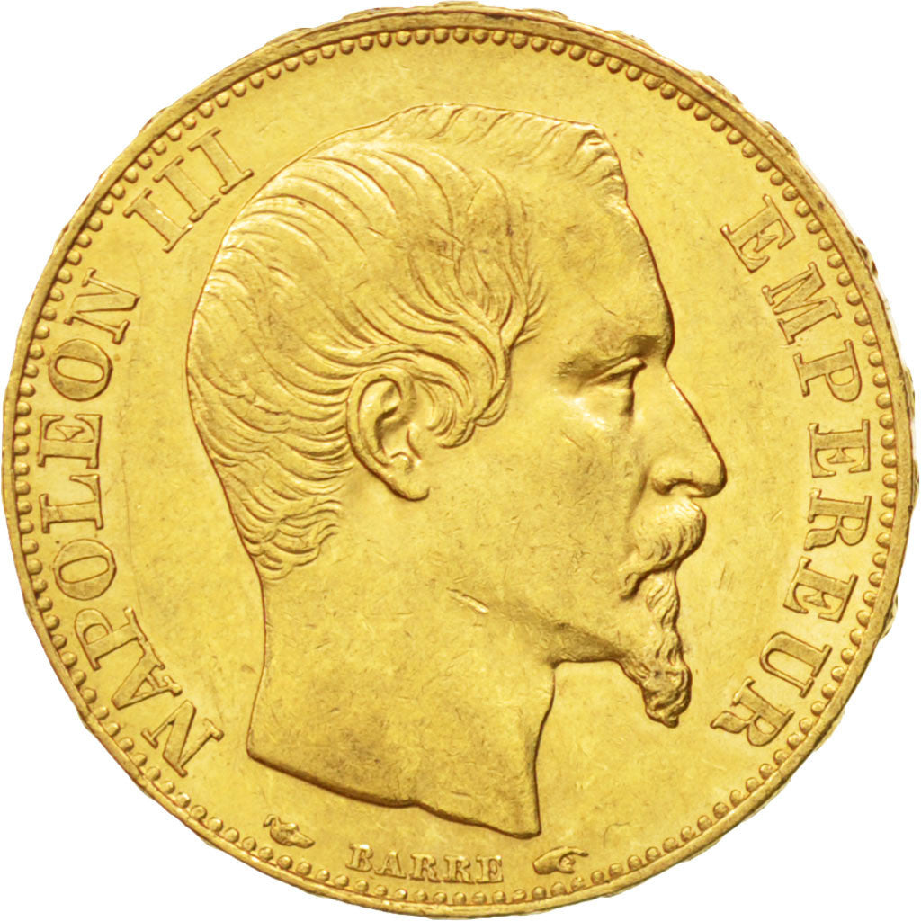 Moneda, Francia, Napoleon III, Napoléon III, 20 Francs, 1854, Paris, MBC+, Oro