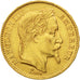 FRANCE, Napoléon III, 20 Francs, 1866, Strasbourg, KM #801.2, AU(50-53), Gold, G