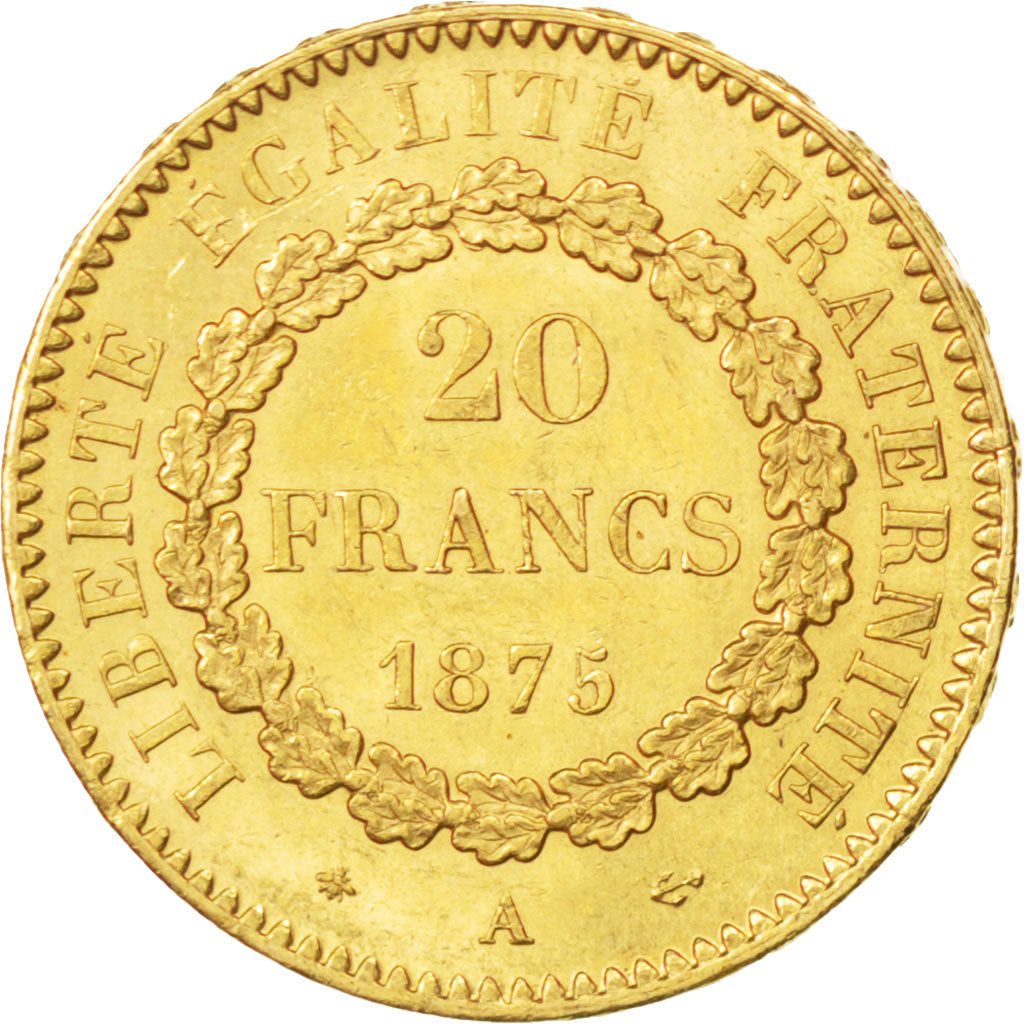 Francia, Génie, 20 Francs, 1875, Paris, SPL-, Oro, KM:825, Gadoury:1063