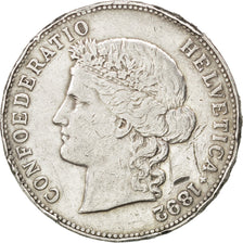 SWITZERLAND, 5 Francs, 1892, Bern, KM #34, VF(20-25), Silver, 37, 24.89