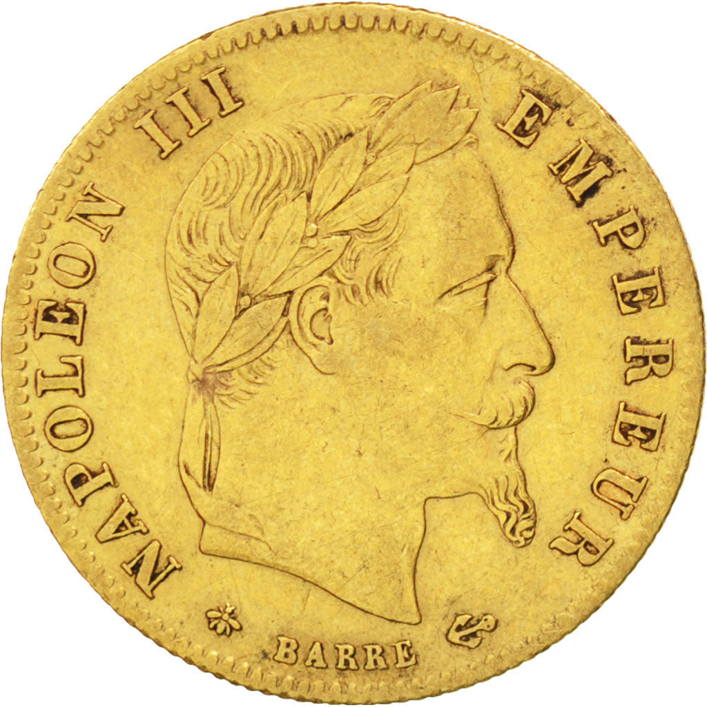 FRANCE, Napoléon III, 5 Francs, 1864, Paris, KM #803.1, AU(50-53), Gold, Gadoury