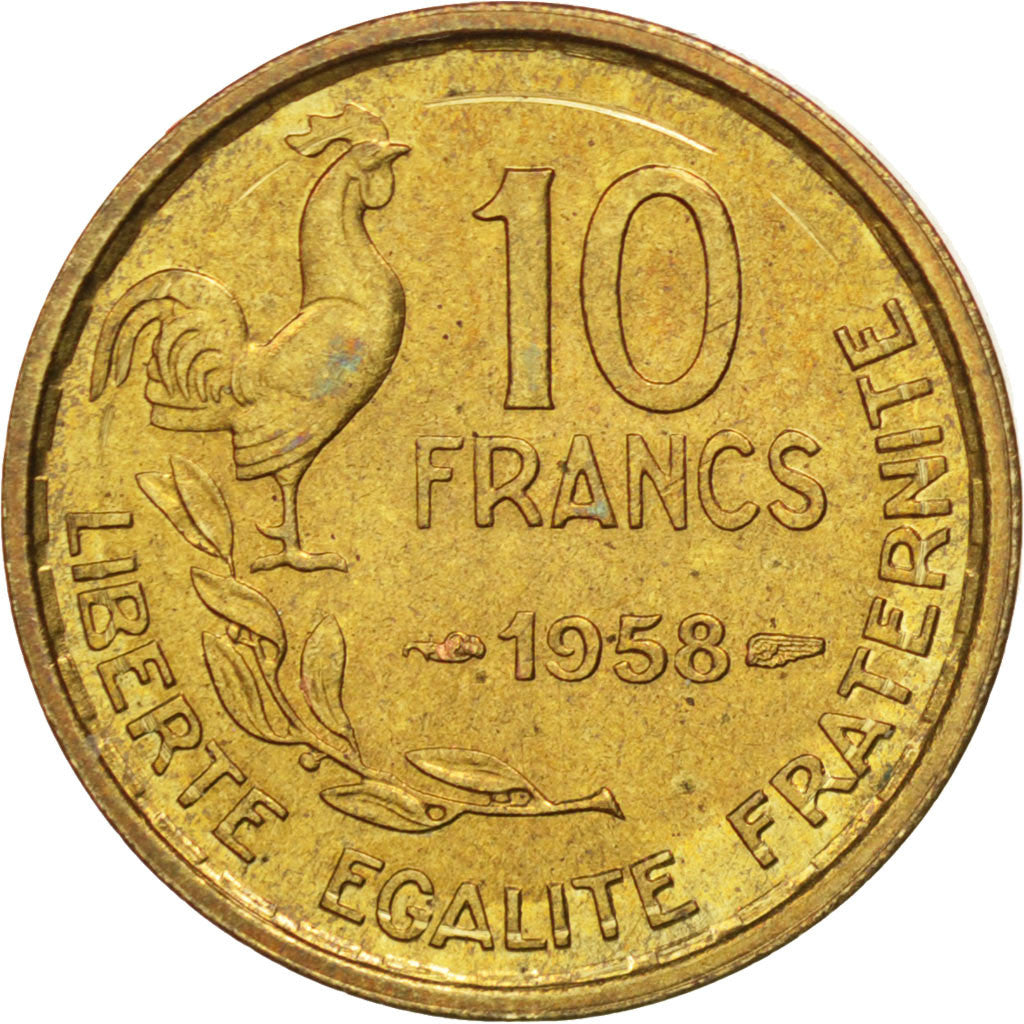Coin, France, Guiraud, 10 Francs, 1958, AU(55-58), Aluminum-Bronze, KM:915.1