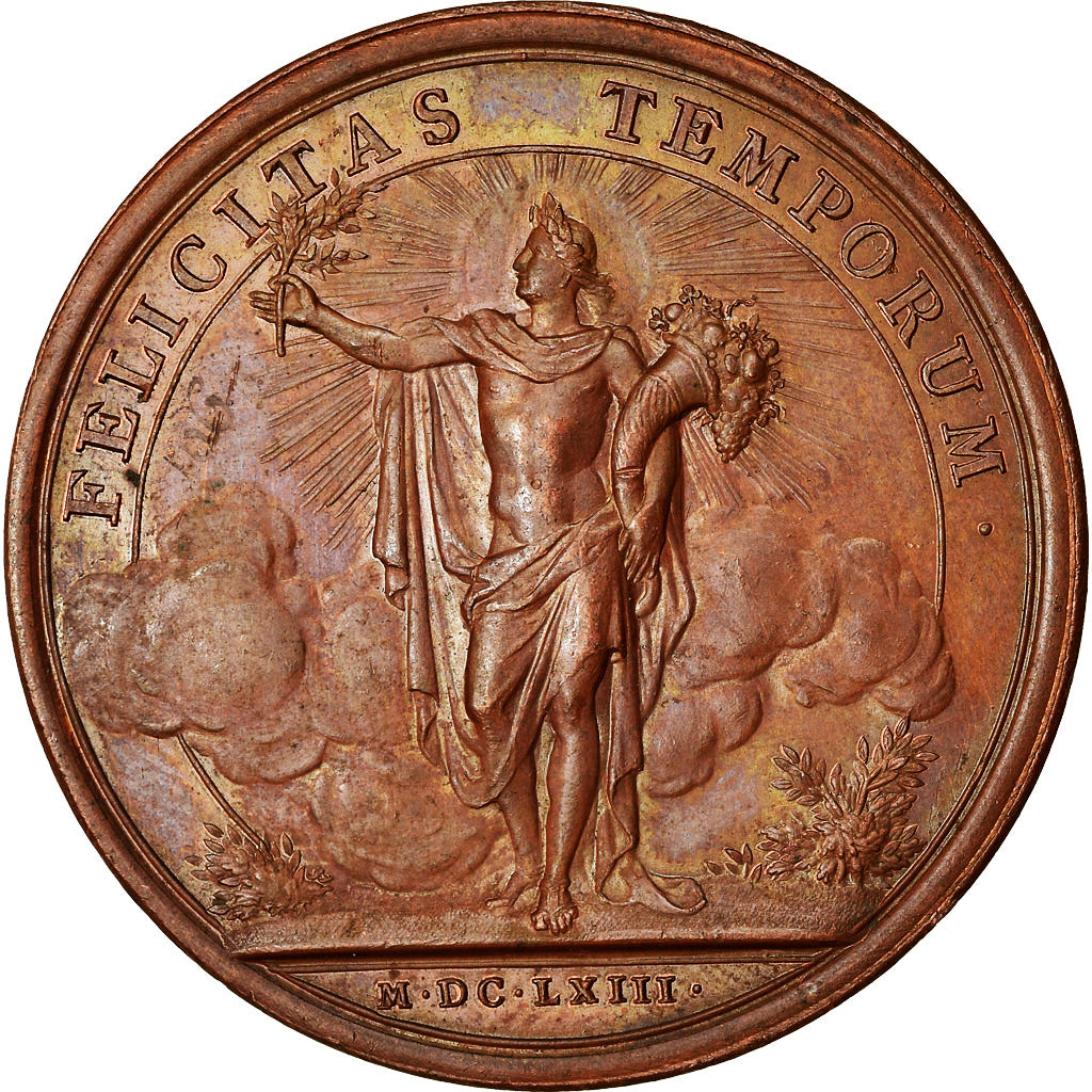 Frankreich, Medaille, Louis XIV, La France Florissante, 1663, Kupfer, Mauger