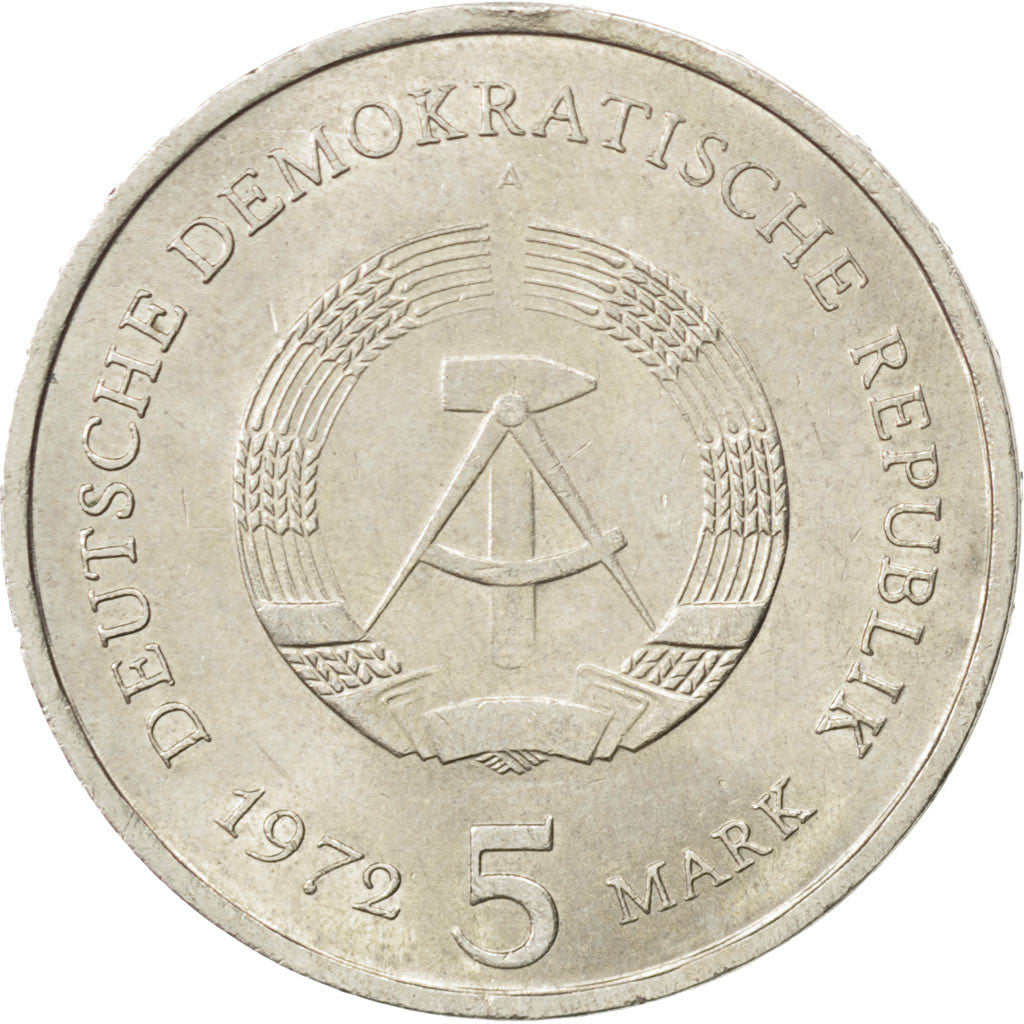 GERMAN-DEMOCRATIC REPUBLIC, 5 Mark, 1972, Berlin, KM #37, AU(50-53),...