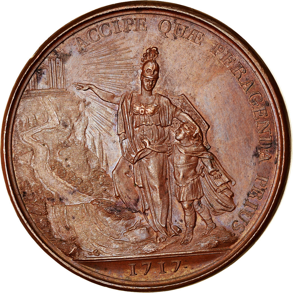 France, Medal, Louis XV, L'Education du Roi, History, 1717, Duvivier, AU(55-58)