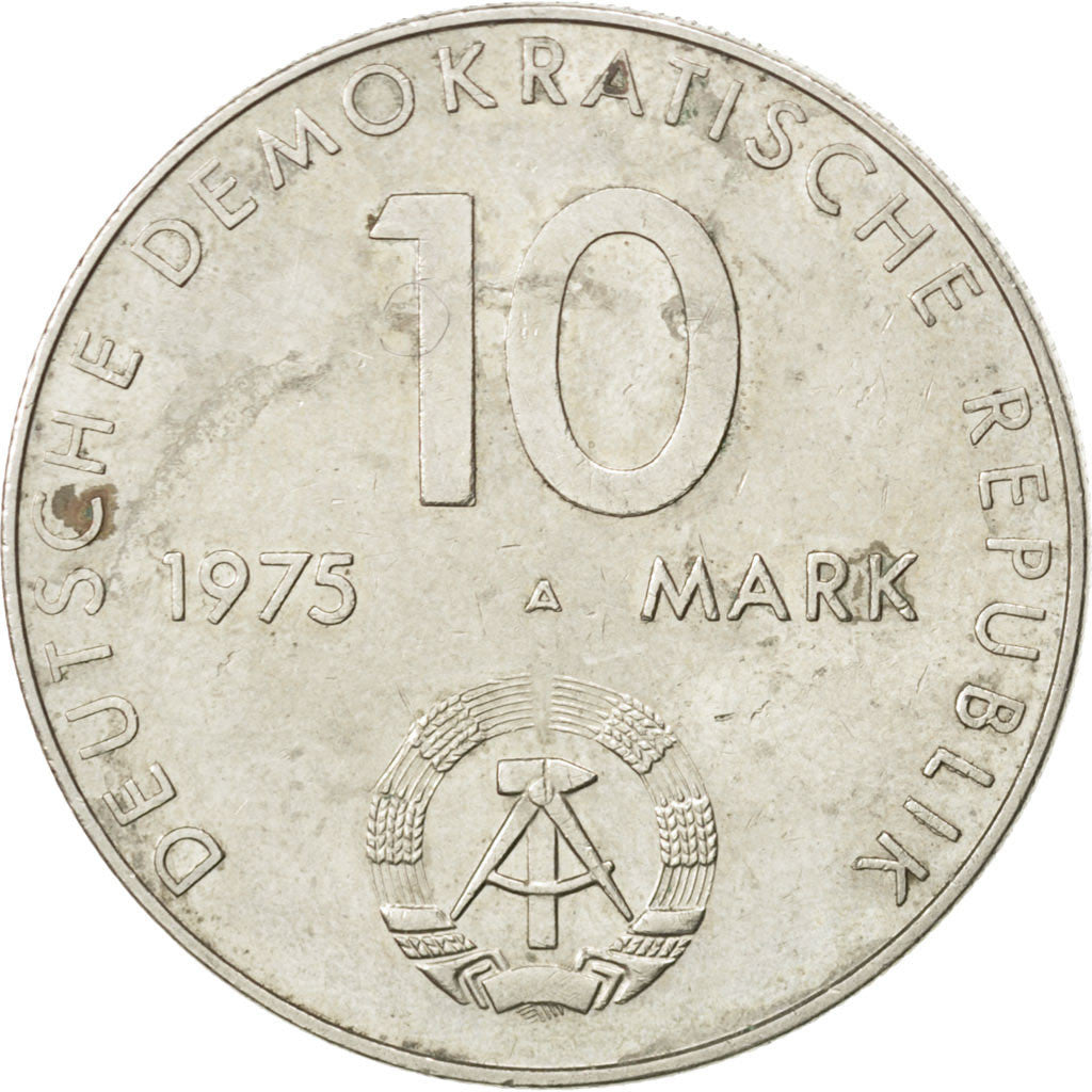 REPUBBLICA DEMOCRATICA TEDESCA, 10 Mark, 1975, Berlin, BB, Rame-nichel, KM:58
