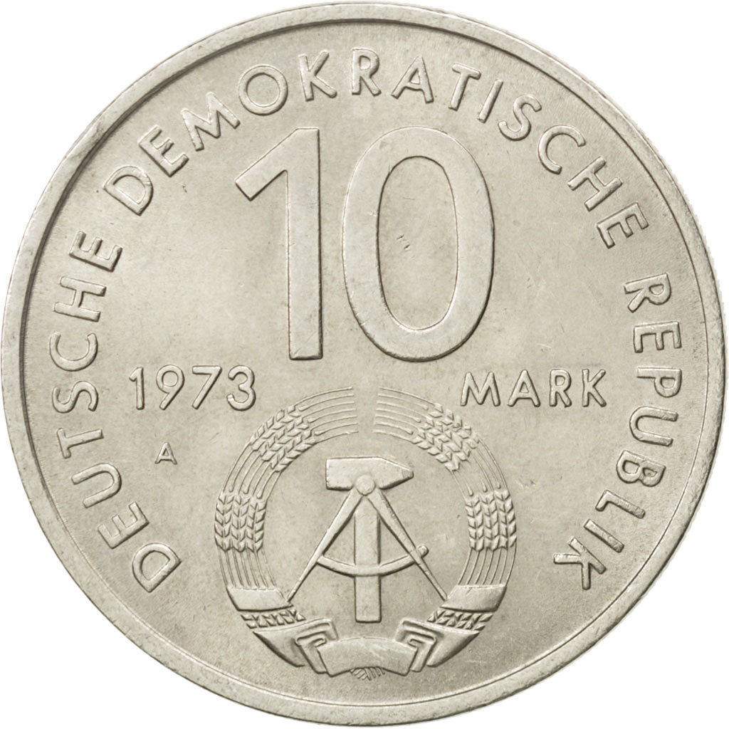 GERMAN-DEMOCRATIC REPUBLIC, 10 Mark, 1973, Berlin, KM #44, AU(55-58),...