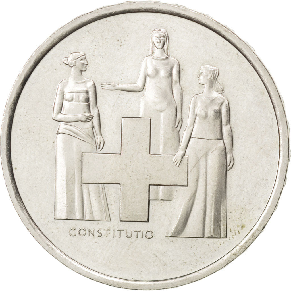 SWITZERLAND, 5 Francs, 1974, KM #52, AU(55-58), Copper-Nickel, 31.45, 13.31