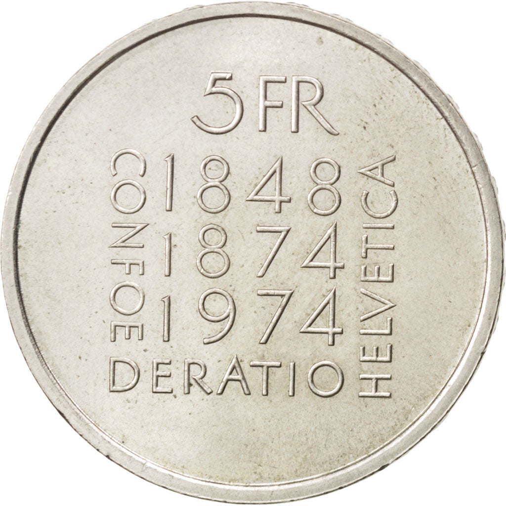 Coin, Switzerland, 5 Francs, 1974, AU(55-58), Copper-nickel, KM:52