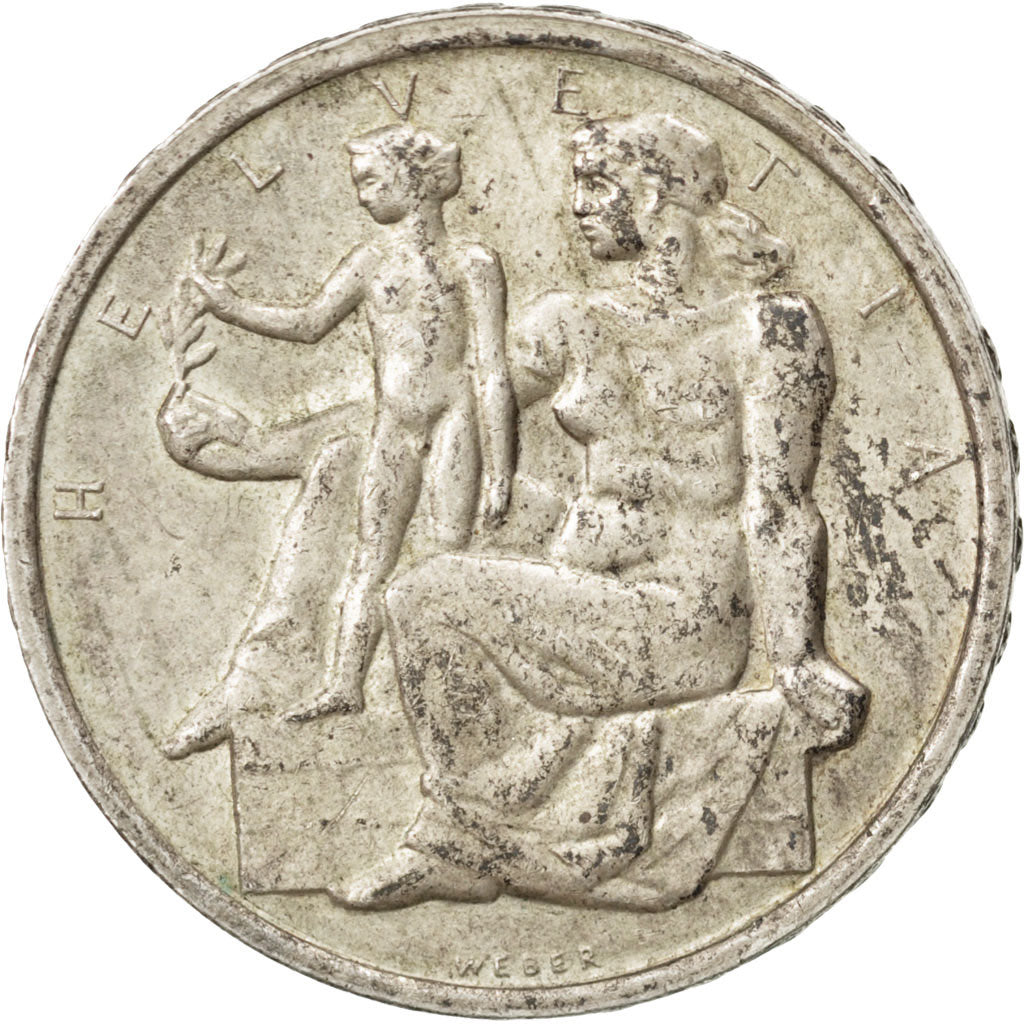 SWITZERLAND, 5 Francs, 1948, Bern, KM #48, AU(50-53), Silver, 31, 14.97