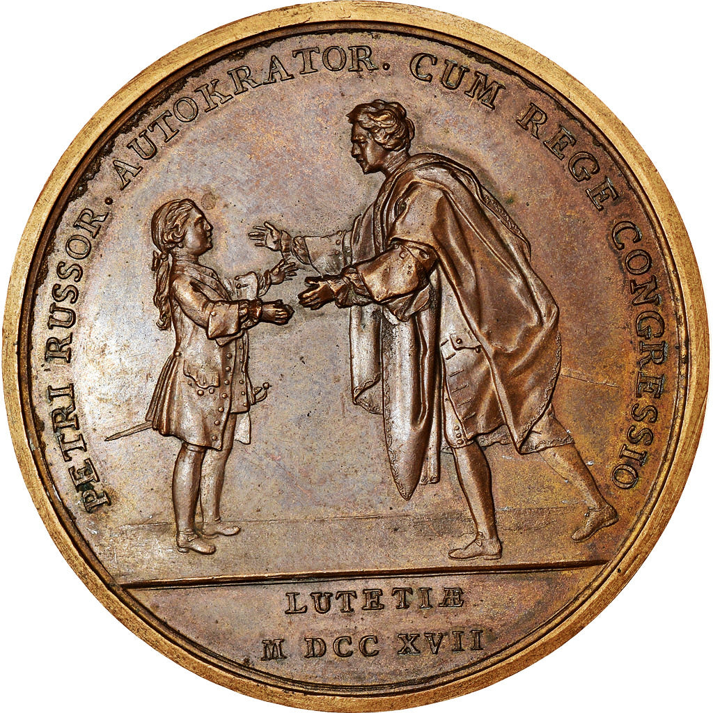 France, Médaille, Louis XV, Visite de Pierre Le Grand, History, 1717, Duvivier