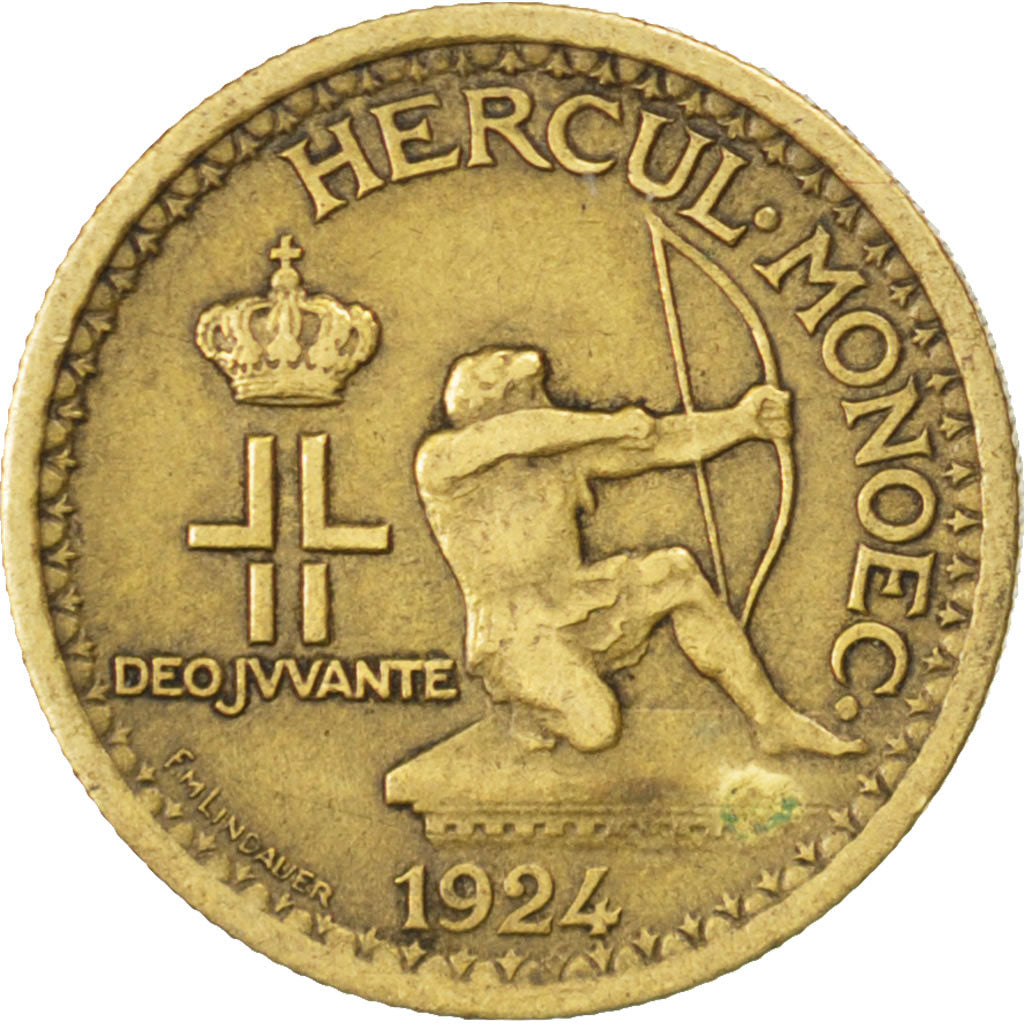 Coin, Monaco, Louis II, 50 Centimes, 1924, Poissy, EF(40-45), Aluminum-Bronze